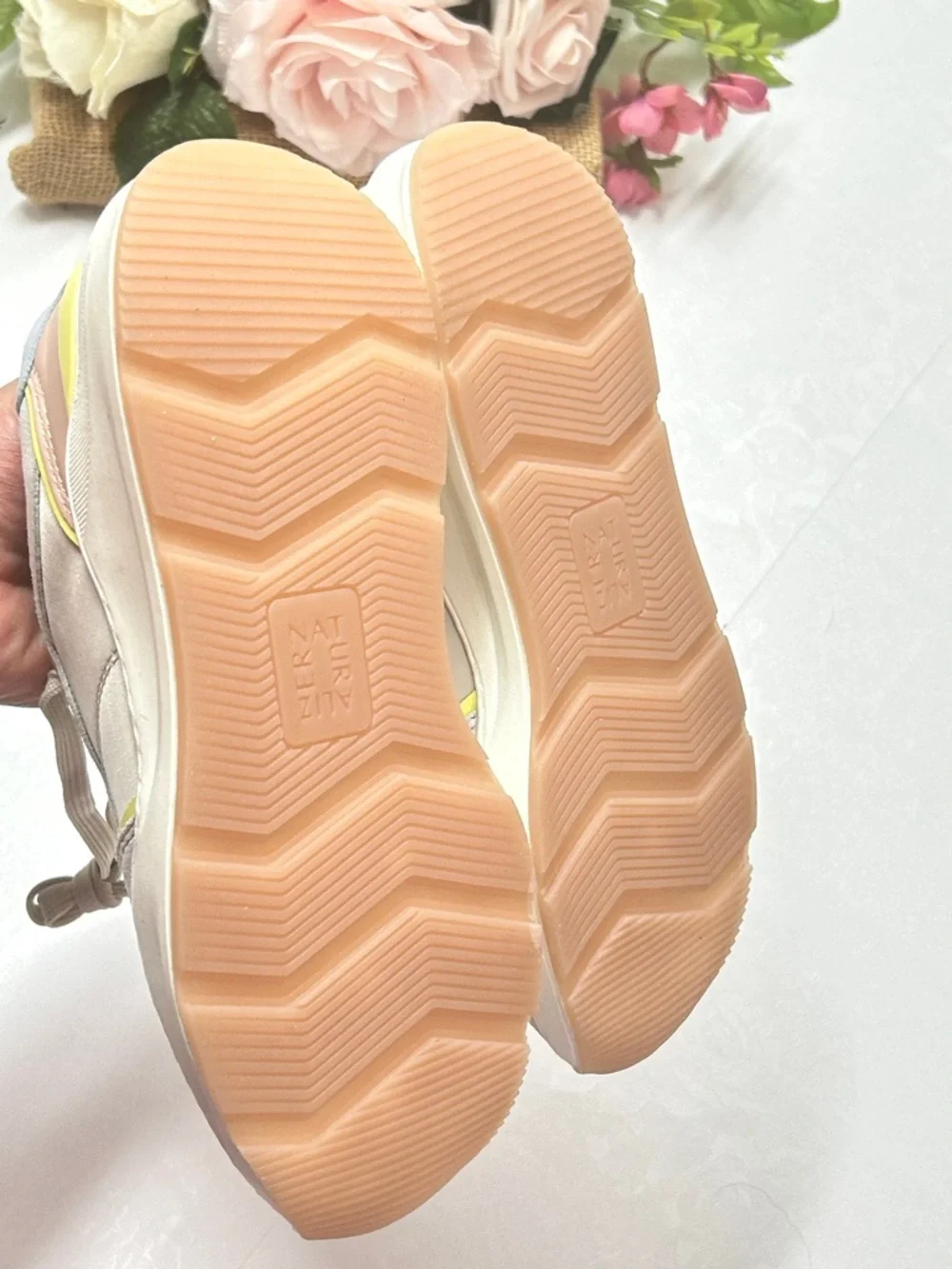 Naturalizer Women's Light Gray Sneakers with Pastel Pink, Yellow & Blue Accents - Picture 7 of 8
